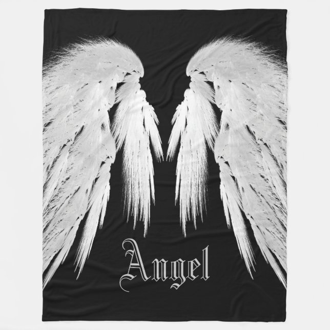 ANGEL WINGS Individuelle Name Black Fleecedecke (Vorderseite)