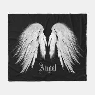 ANGEL WINGS Individuelle Name Black Fleecedecke