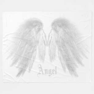 ANGEL WINGS Individuelle Name Grau White Fleecedecke
