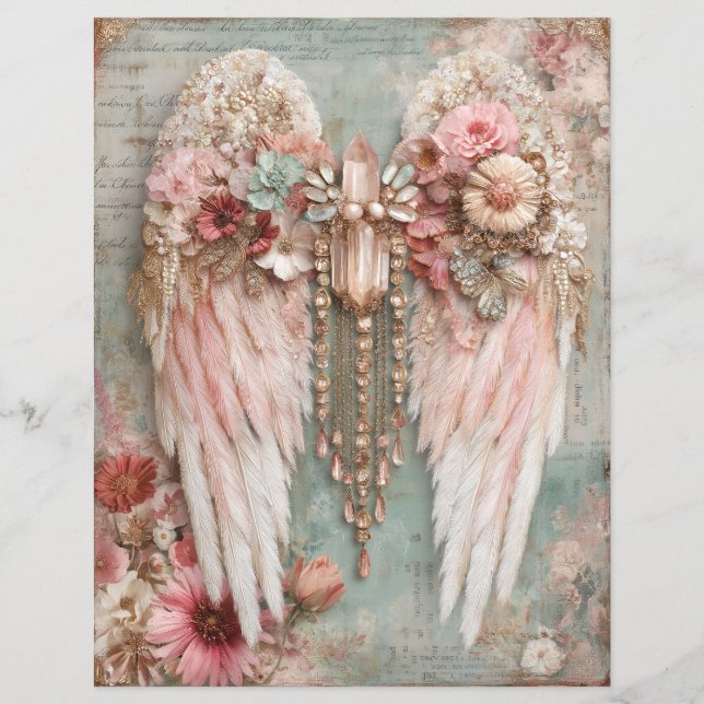 Angel Wings Junk Journal Scrapbook Paper (Vorderseite)
