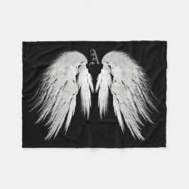 ANGEL WINGS Monogram Black Fleecedecke