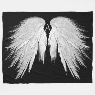 ANGEL WINGS Monogram Black Fleecedecke
