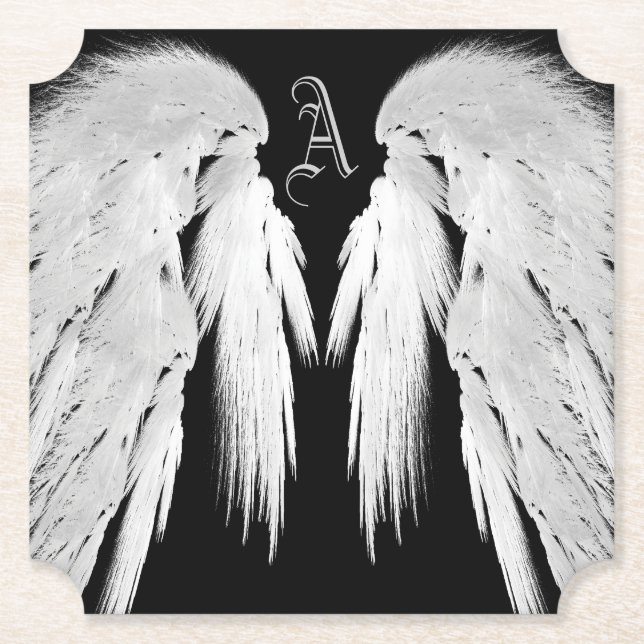ANGEL WINGS Monogram Black Untersetzer (Vorderseite)
