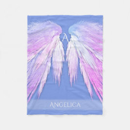 ANGEL WINGS Monogram Dreamy Pink Soft Blue Fleecedecke