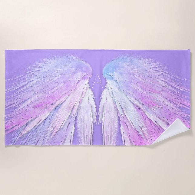 ANGEL WINGS Monogram Fairy Lila Strandtuch (Vorderseite)