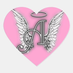 Angel Wings Monogram Herz-Aufkleber