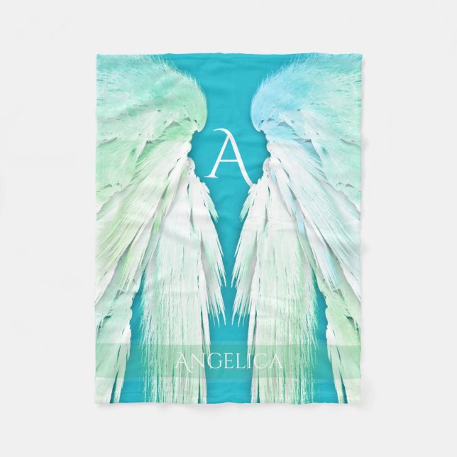 ANGEL WINGS Monogram Name Fresh Ombre Fleecedecke (Vorderseite)