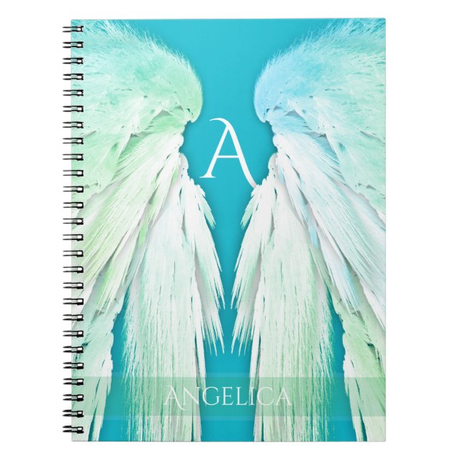 ANGEL WINGS Monogram Name Fresh Ombre Notizblock (Vorderseite)