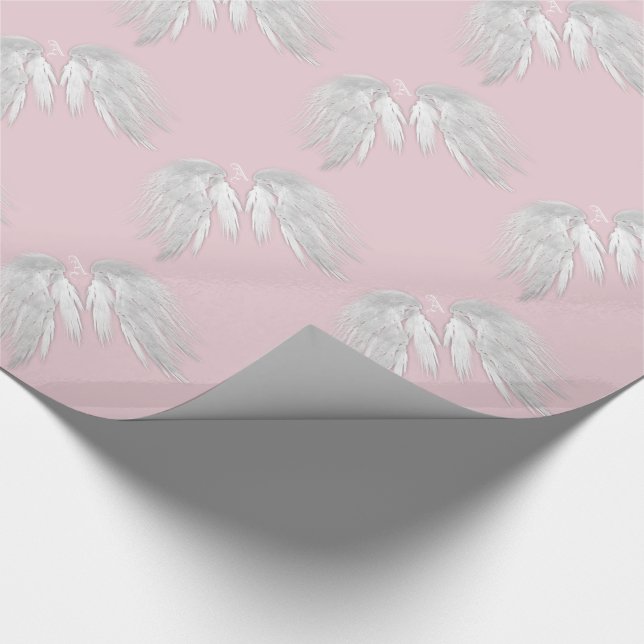ANGEL WINGS Monogram Pink Geschenkpapier (Ecke)