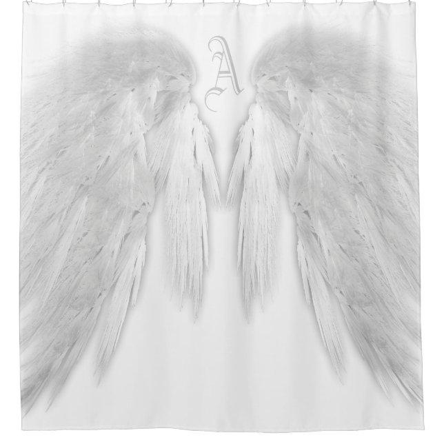 ANGEL WINGS Monogram White Duschvorhang (Vorderseite)