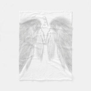 ANGEL WINGS Monogram White Fleecedecke
