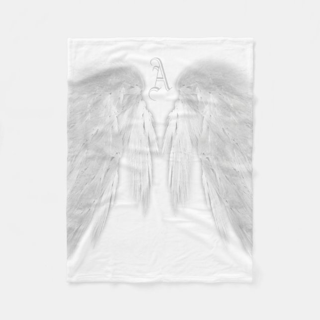 ANGEL WINGS Monogram White Fleecedecke (Vorderseite)