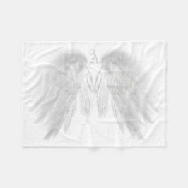 ANGEL WINGS Monogram White Fleecedecke