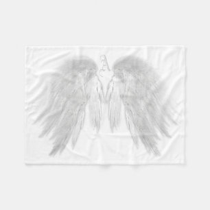 ANGEL WINGS Monogram White Fleecedecke