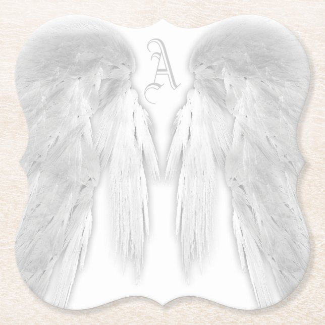 ANGEL WINGS Monogram White Untersetzer (Vorderseite)