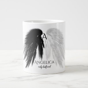 ANGEL WINGS 'Only Halb Evil' Monogram Funny Jumbo-Tasse