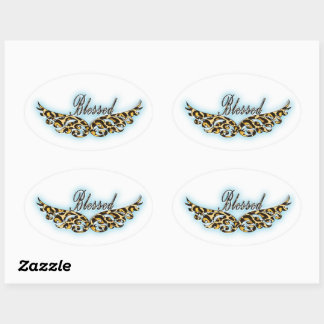 Angel Wings Oval Sticker