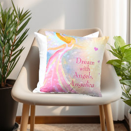 Angel Wings Pink Blue Heart Dream Wasserfarbe Name Kissen