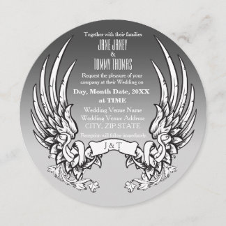 Angel Wings & Ribbon Banner Einladung zur Hochzeit