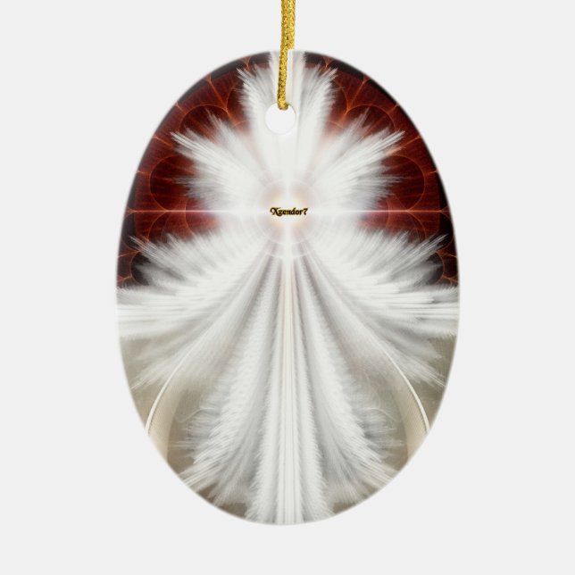 Angel Wings Snowflake Fraktal Art Keramik Ornament (Vorne)