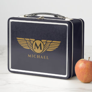 Angel Wings Vintag Golden Name Initial Monogram Metall Brotdose