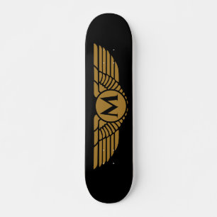 Angel Wings Vintage Golden Name Initial Monogram   Skateboard
