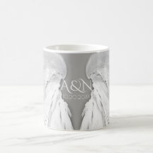 ANGEL WINGS Wedding Elegant Gray Initials