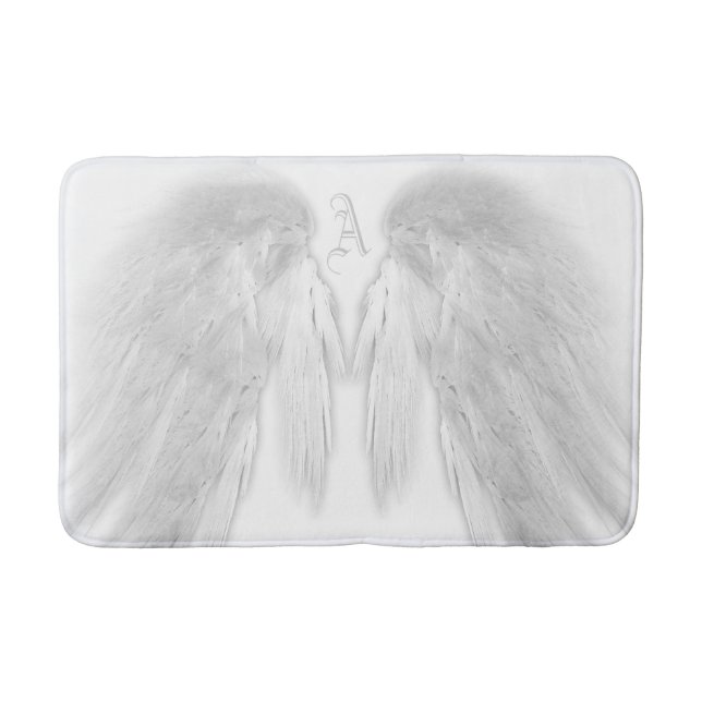 ANGEL WINGS White Custom Monogram Badematte (Vorderseite)