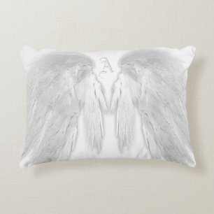 ANGEL WINGS White Custom Monogram Dekokissen