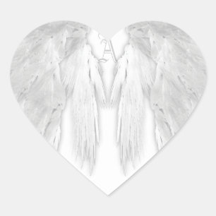 ANGEL WINGS White Custom Monogram Herz-Aufkleber
