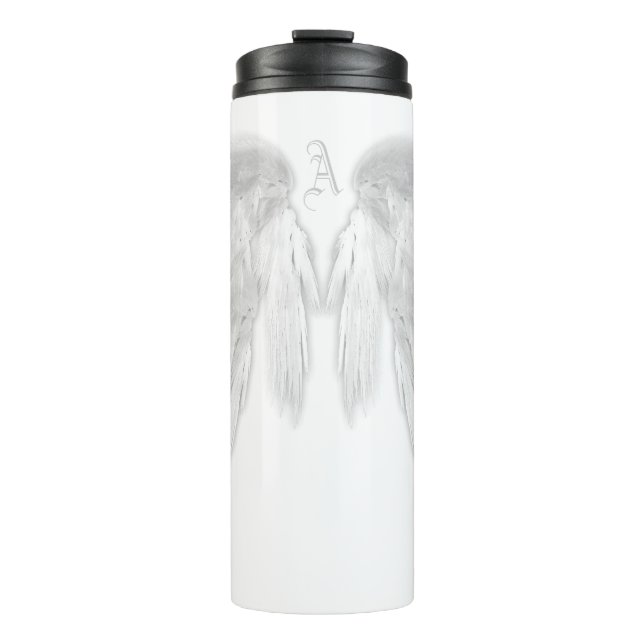ANGEL WINGS White Custom Monogram Thermosbecher (Vorderseite)