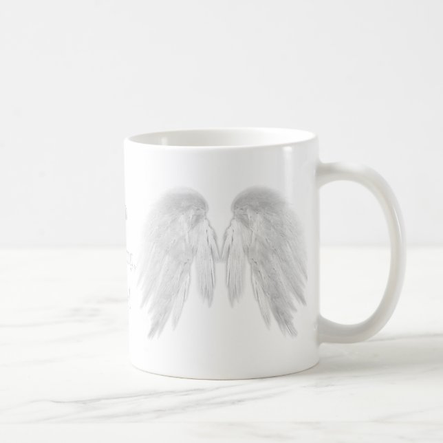 ANGEL WINGS White "Good Morning" Customizable Text Kaffeetasse (Rechts)