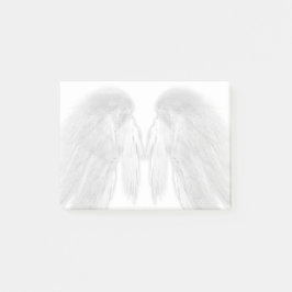ANGEL WINGS White - Grey Touched Feathers - Post-it Klebezettel