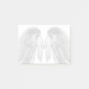 ANGEL WINGS White - Grey Touched Feathers - Post-it Klebezettel