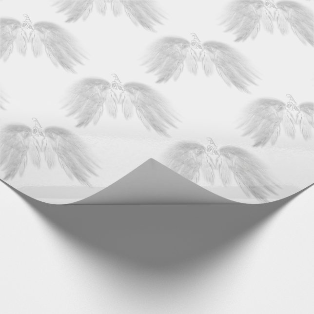 ANGEL WINGS White Himmlisch Holly Monogram Geschenkpapier (Ecke)