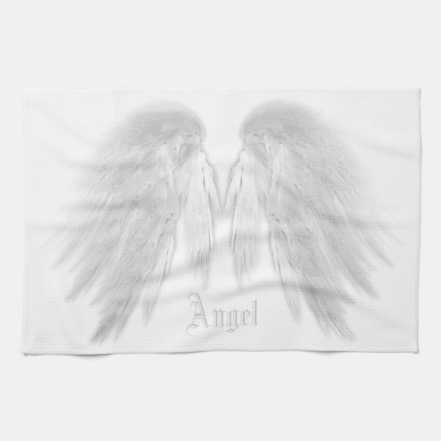 ANGEL WINGS White Individuelle Name Handtuch (Horizontal)