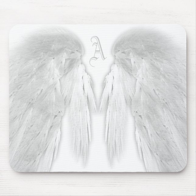 ANGEL WINGS White Monogram Mousepad (Vorne)