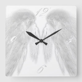 ANGEL WINGS White Quadratische Wanduhr
