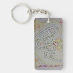 Angel Wings Word Herz Keychain - Benutzerdefiniert Schlüsselanhänger