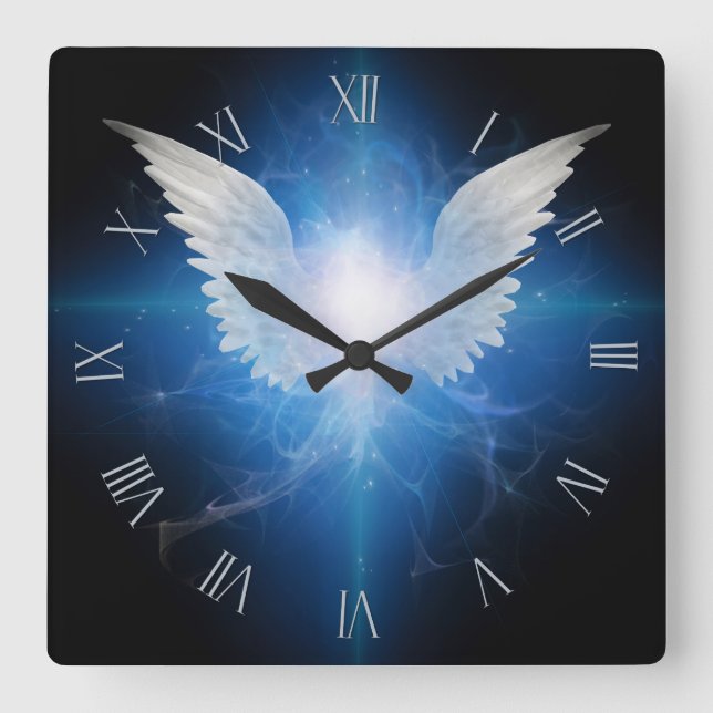Angel Wingstar Quadratische Wanduhr (Vorderseite)