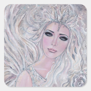 Angel Winter Rose von Renee Lavoie Quadratischer Aufkleber