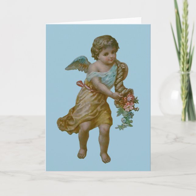 Angel with Cornucopia Greeting Card Karte (Vorderseite)