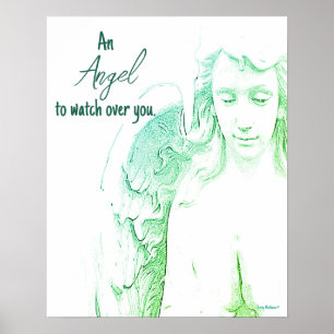 Angel zum Vorschauen über grüne Flüge Kunst Poster