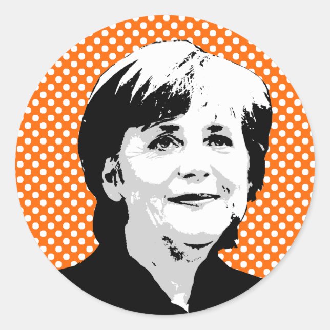 Angela Merkel Runder Aufkleber (Vorderseite)