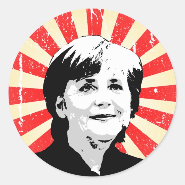 Angela Merkel Runder Aufkleber (Vorderseite)