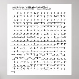 Angela Script Schriftart Glyphs Kontaktformular Poster