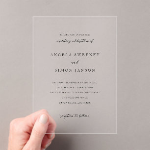Angela Simple Elegant Wedding Acryleinladungen
