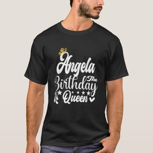 Angela The Birthday Queen freut sich auf den Gebur T-Shirt (Vorderseite)