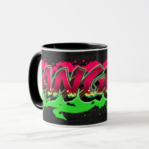 Angela Vorname Name Graffiti red green Tasse