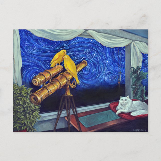 "AngelBelle and the Canaries" Postcard of Painting Postkarte (Vorderseite)